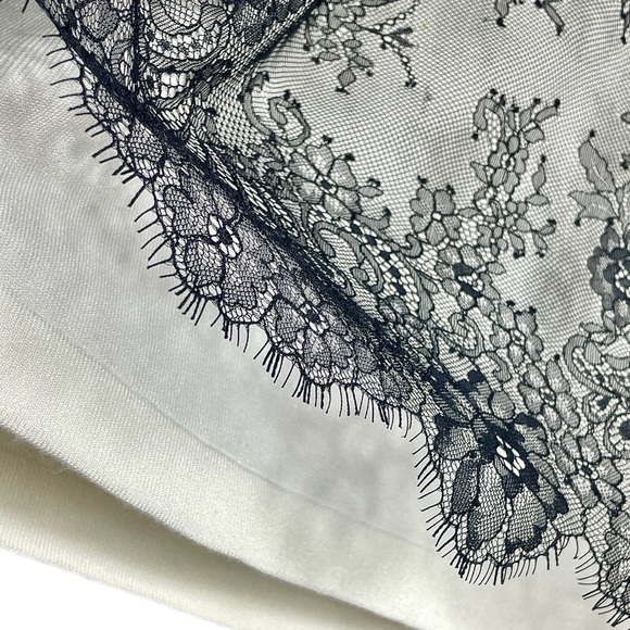 WHITE HOUSE BLACK MARKET Studded Floral Lace Overlay Ivory Thin Knit Sweater Top - Picture 7 of 13